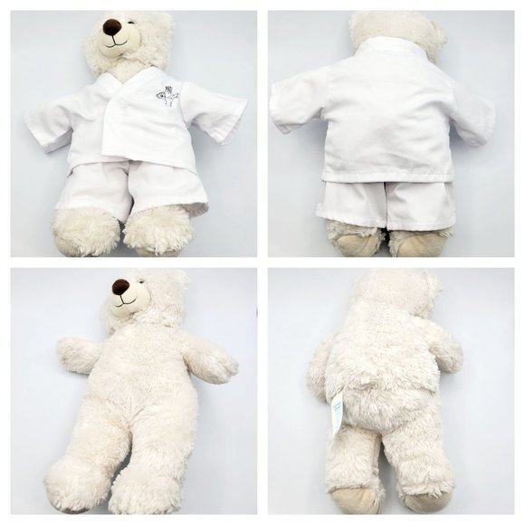 Build a Bear Karate Bear Stuffed Animal Plush Cream & White Karate Gi Outfit 15" - Picture 2 of 8